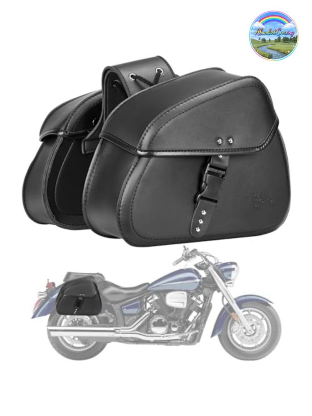 Waterproof Motorcycle Saddlebags with Buckles, 16L PVC Leather